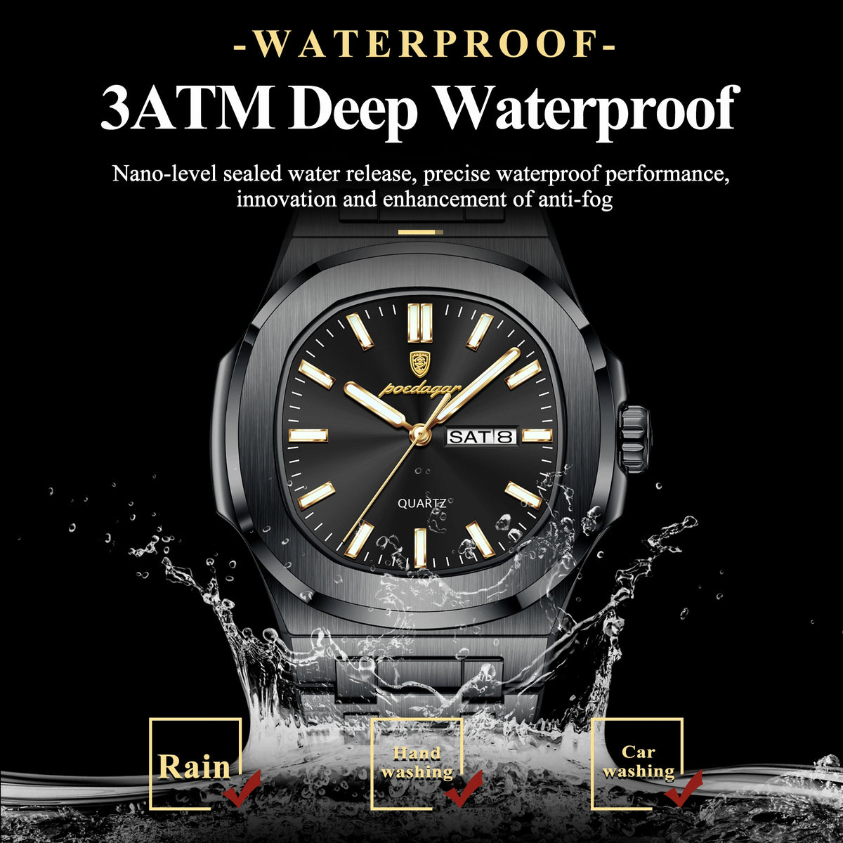 Poedagar 853 Luxury Men Watch Stainless Steel Calendar Quartz Business Wristwatch Luminous Waterproof Daily Wear Montre Reloj
