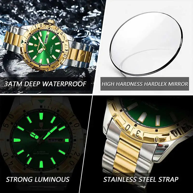 Poedagar New Luxury Quartz Watch Stainless Steel Business Men Watch Waterproof Luminous Date Watch for Men