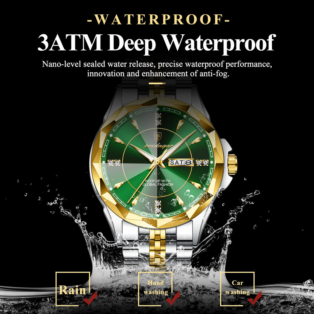 Poedagar 674 Luxury Men's Watch Business Stainless Steel Quartz Watches Montre Waterproof Luminous Calendar Wristwatch for Men