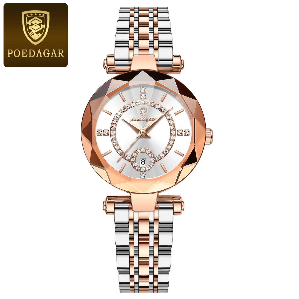 Poedagar 726 High Quality Diamond Ladies Quartz Watch Waterproof Date Stainless Steel Women Watch