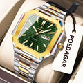 Poedagar 672 Men's Watch Luxury Square Case Stainless Steel Quartz Wristwatch Waterproof Luminous Date Business Watch for Men