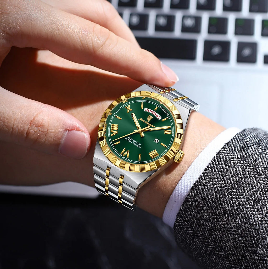 Poedagar 675 Luxury Mens Watch Classic Vintage Orologio Date Quartz Watches Waterproof Luminous Stainless Steel Watch for Men
