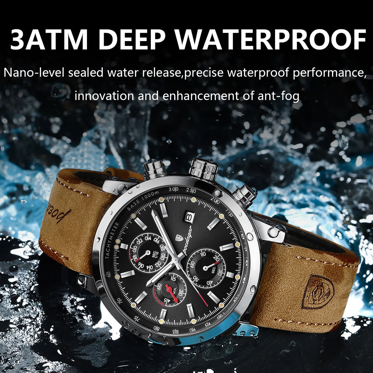 Poedagar 932 Watch for Men Luxury Leather Strap Luminous Waterproof Quartz Watches Business Chronograph Men's Watch Montre Homme