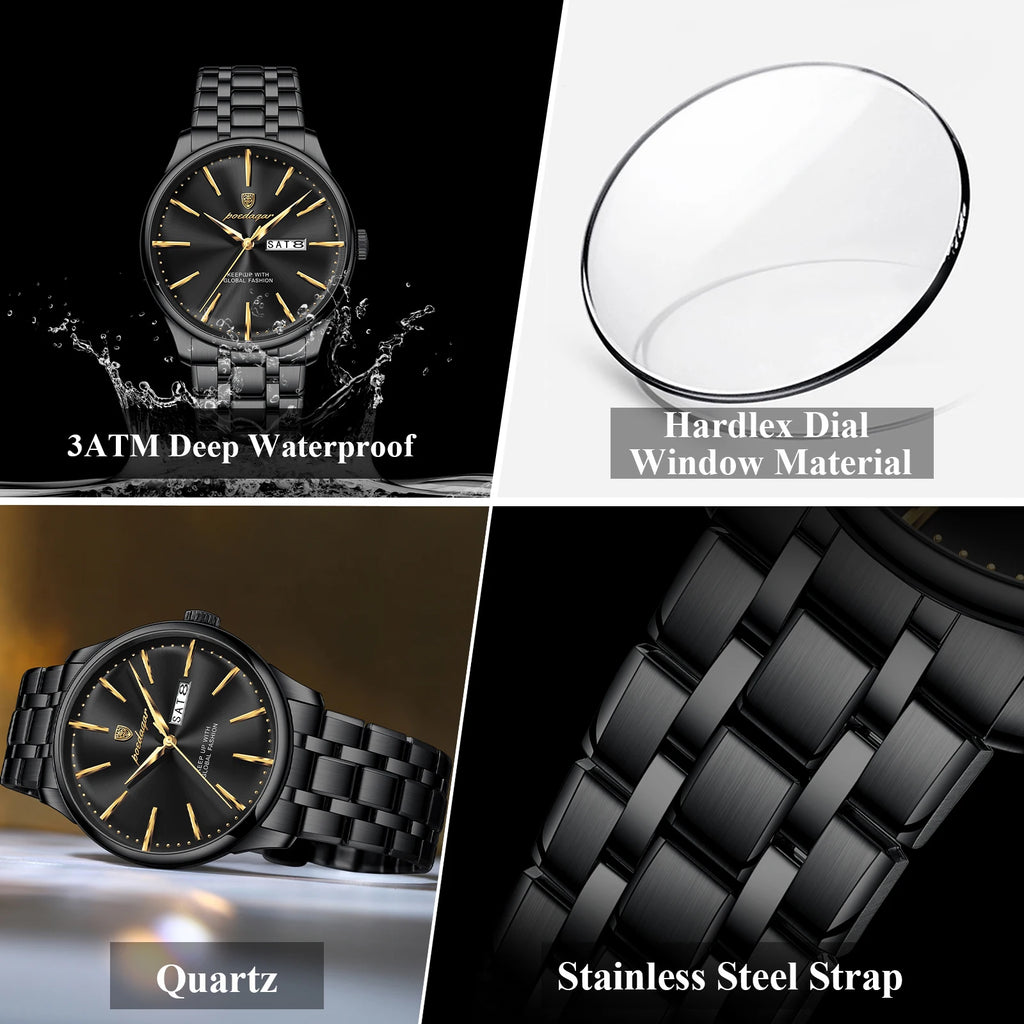 Poedagar 843 Original Brand Men Watch Luxury Business Casual Waterproof Calendar Sunray Dial Quartz Wristwatch Factory Wholesale
