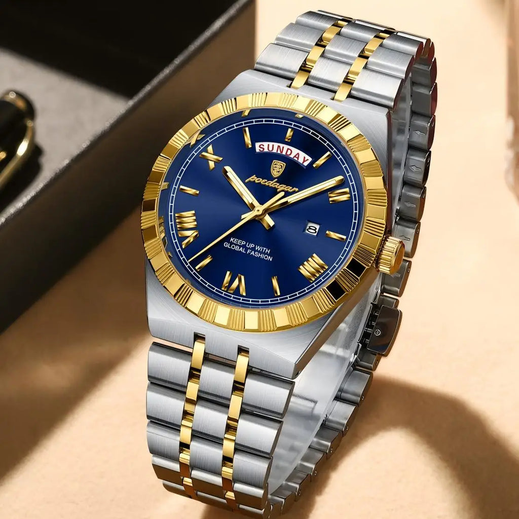 Poedagar 675 Men's Luxury Wristwatch Business Formal Waterproof Luminous Quartz Montre Homme Stainless Steel Reloj Watch for Men
