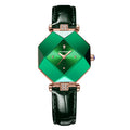 Poedagar Women Fashion Green Leather Watches Elegant Diamond Luxury Quartz Ladies Wristwatch Waterproof Watch for Womens Opp Bag