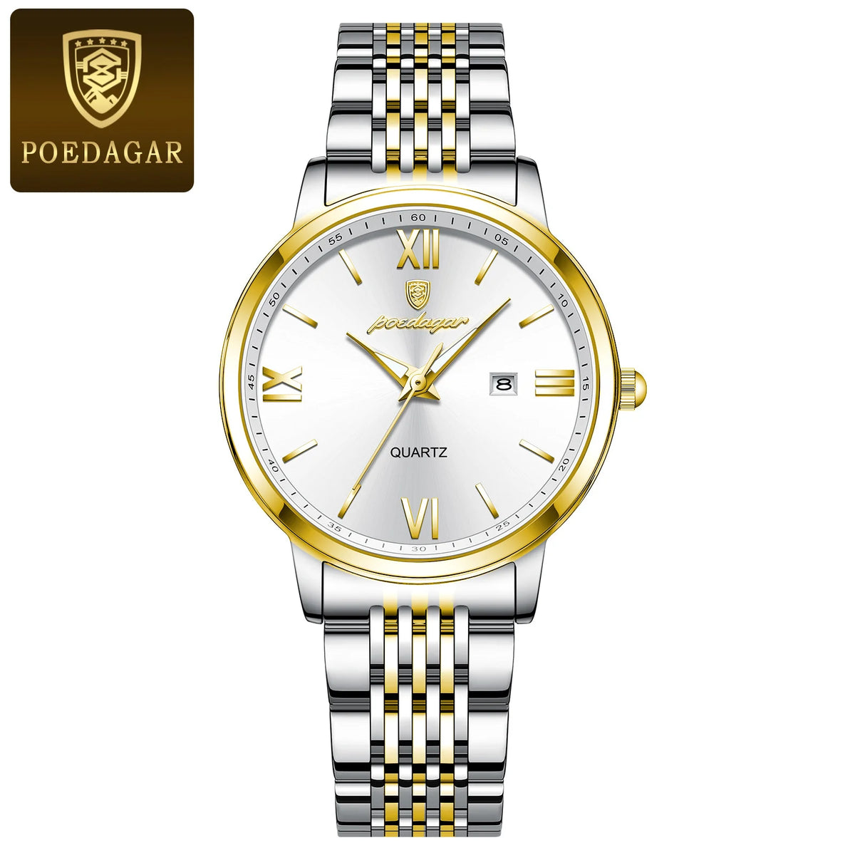 Poedagar New Luxury Waterproof Lady Watch Luminous Stainless Steel Calendar Quartz Watch for Women