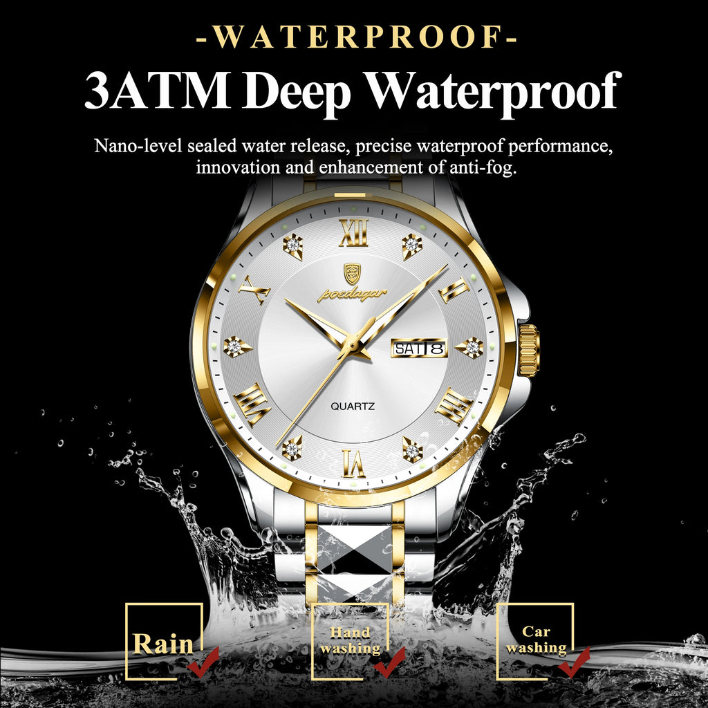 Poedagar 883 Men's Quartz Watches High Quality Relojes Stainless Steel Original Watch Waterproof Luminous Wristwatch for Men