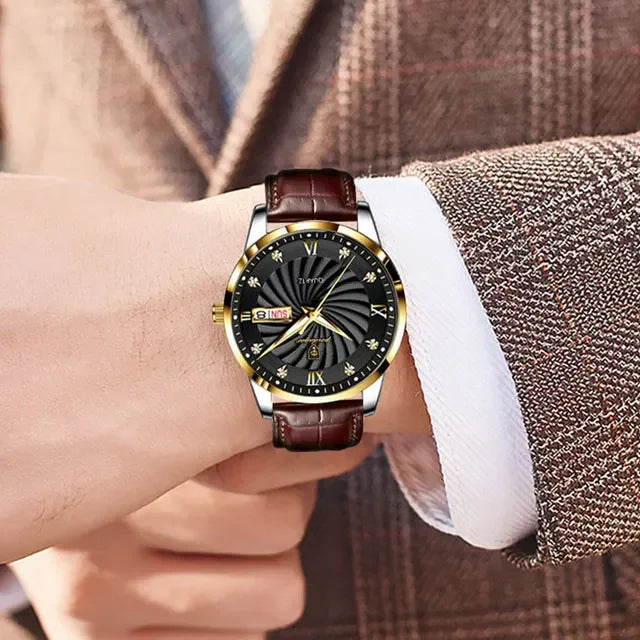 Poedagar Fashion Business Men Watches Wrist Leather Quartz Watches Waterproof Calendar Watch for Men Wholesale Relojes