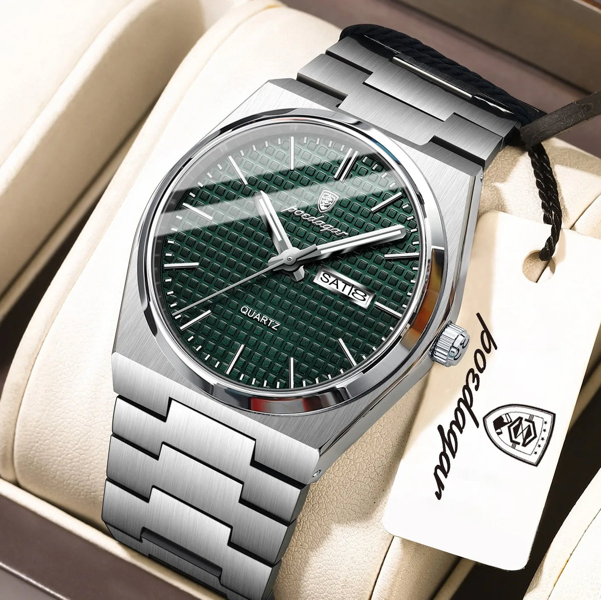 Poedagar 821 Men Watch Luxury Date Quartz Wristwatch Stainless Steel Montre Homme Luminous Waterproof Watch for Men Wholesale