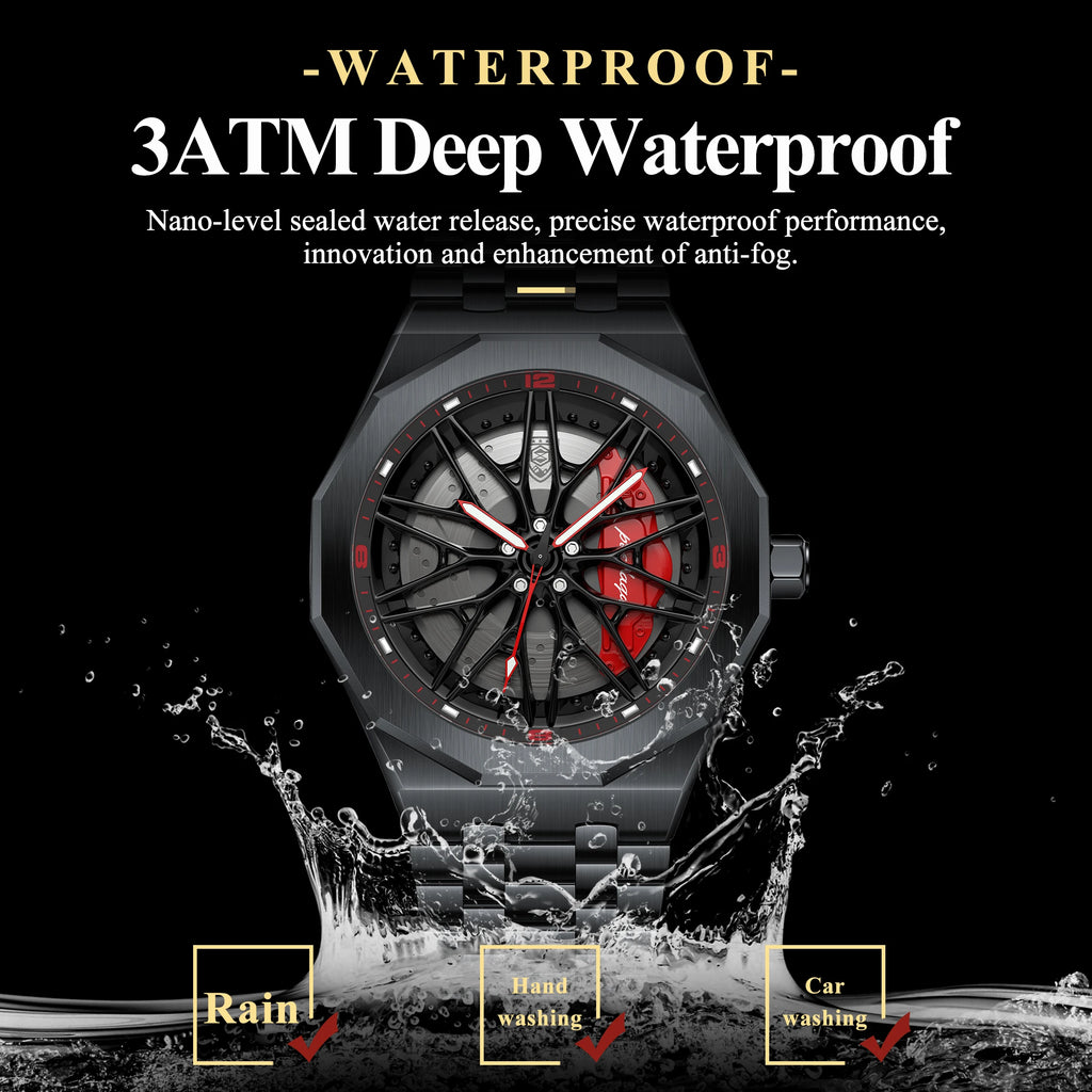 Poedagar 809 Men's Watch Fashion Wheel Rotating Design Waterproof Luminous Stainless Steel Quartz Watches for Men Montres Hommes