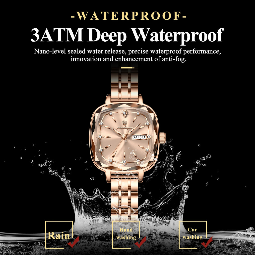 Poedagar 509 Luxury Diamond Women Watches Fashion Stainless Steel Quartz Watches Waterproof Gift for Girls Daily Wear