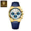 Poedagar 970 Luxury Men's Watches Leather Strap Waterproof Luminous Quartz Watch Montre Homme Casual Chronograph Watch for Men