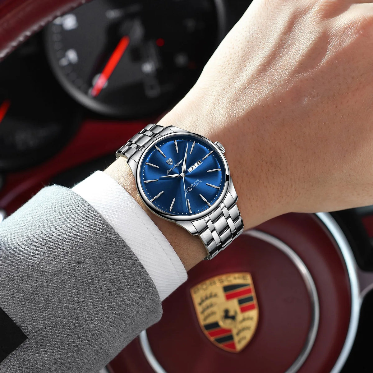 Poedagar 843 Luxury Men Watch Waterproof Calendar Sunray Dial Quartz Wristwatch Business Casual Factory Direct Ready to Ship