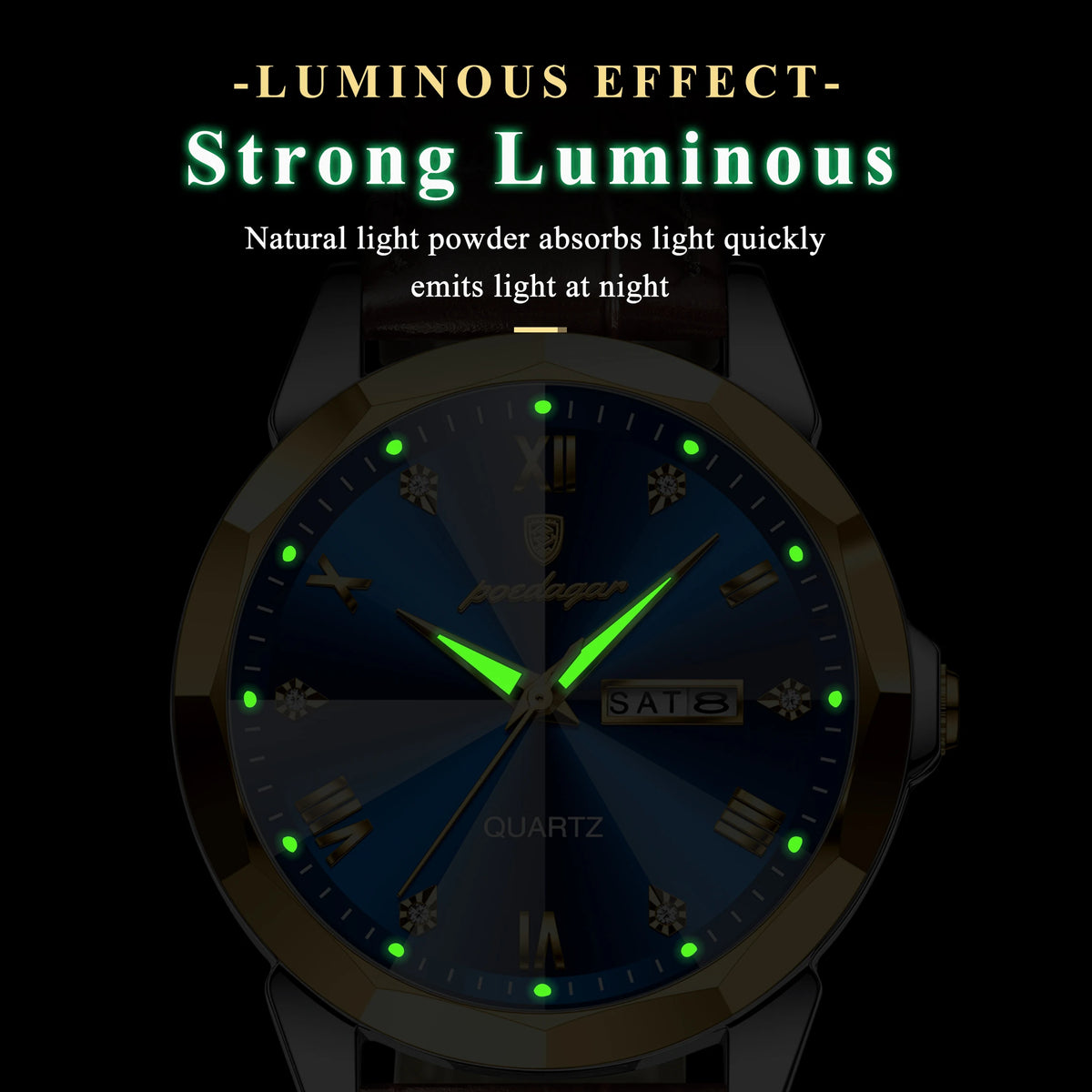 Poedagar 810 Men's Luxury Sports Watch Waterproof Luminous Quartz Watches Casual Leather Watches for Men