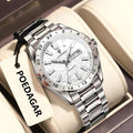 Poedagar 683 Men's Quartz Watch Business Stainless Steel Retro Dial Lightweight Calendar Waterproof Luminous Watch for Men