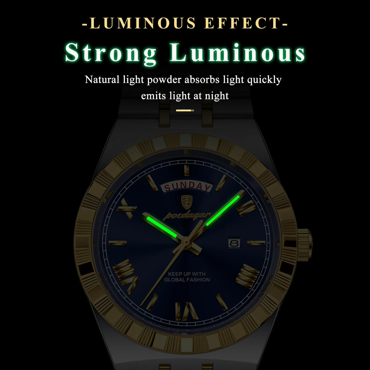 Poedagar 675 Men's Luxury Wristwatch Business Formal Waterproof Luminous Quartz Montre Homme Stainless Steel Reloj Watch for Men