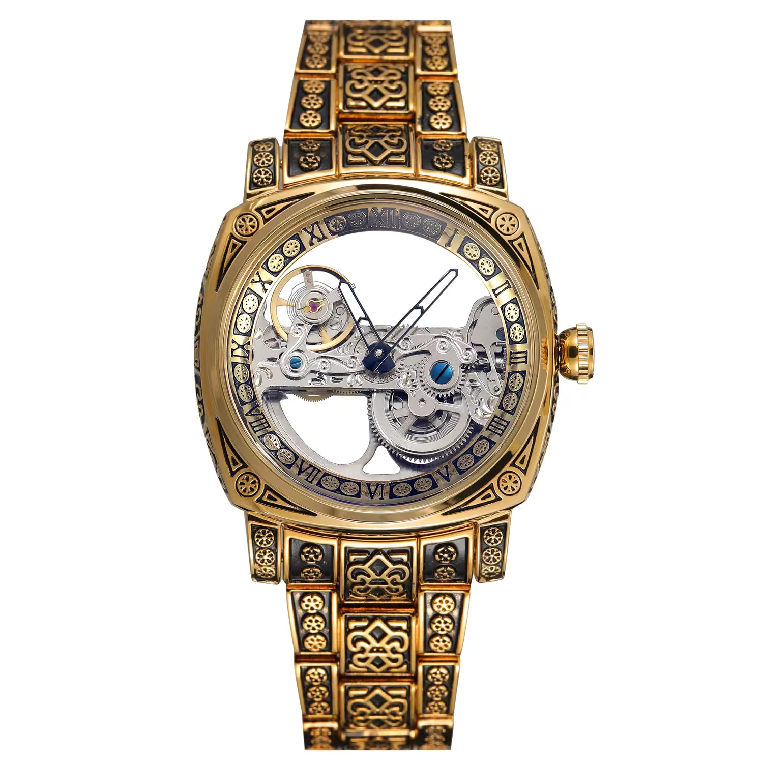 Luxury Skeleton Automatic Watch – Engraved Mechanical Masterpiece