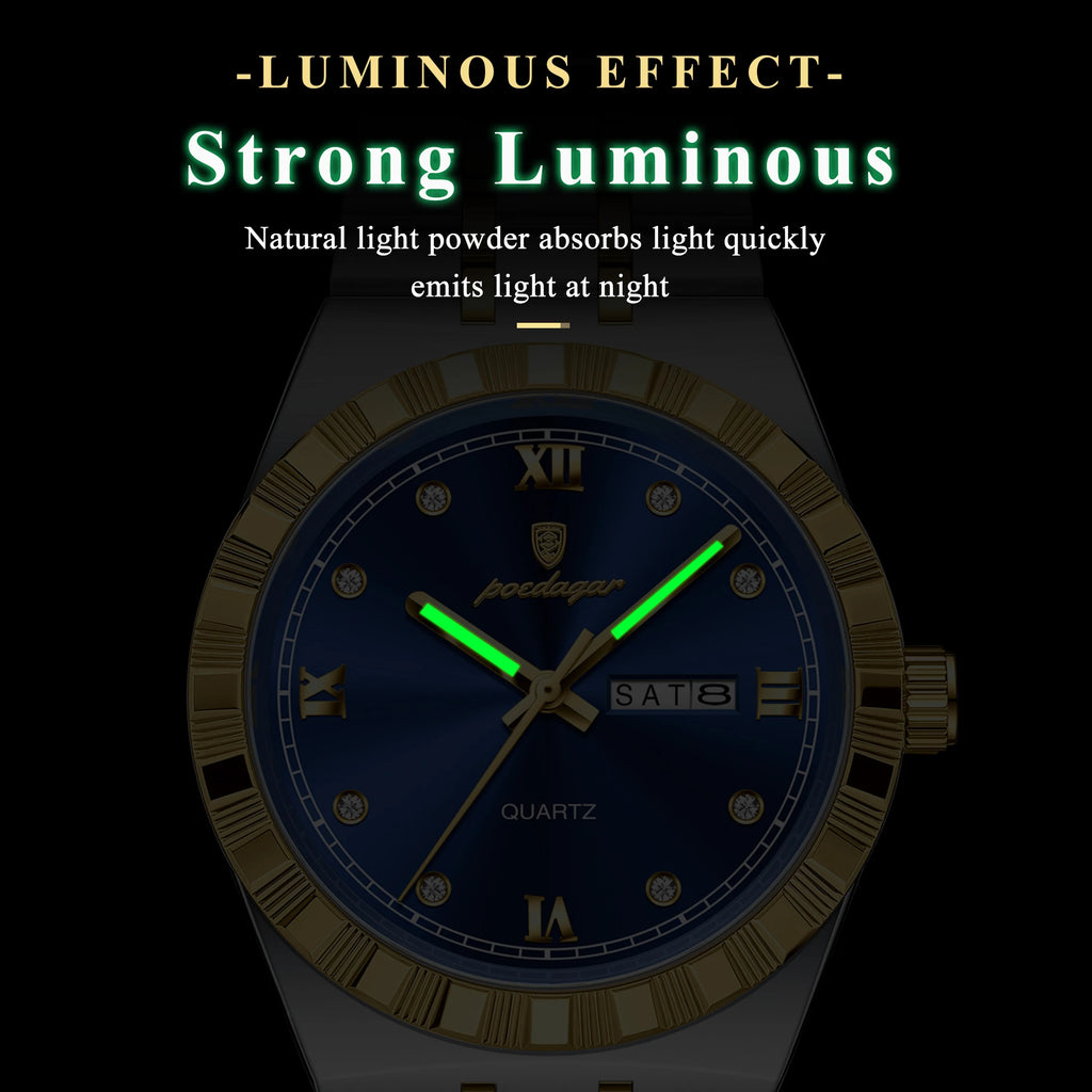 Poedagar 872 Luxury Men Wristwatch Quartz Date Watch for Men Waterproof Luminous Stainless Steel Reloj Mens Watches Montre Homme