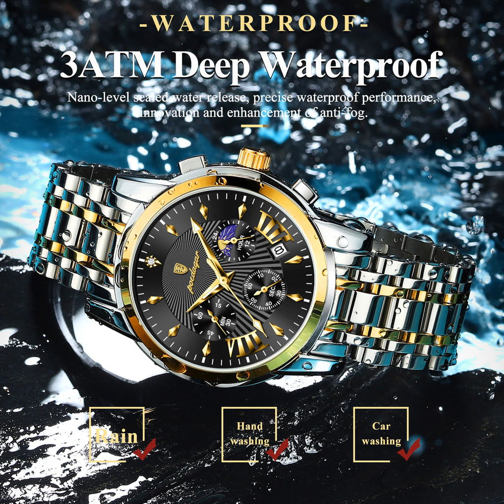 Poedagar 813 Watch for Men Luxury High Quality Waterproof Luminous Men's Watch Chronograph Stainless Steel Quartz Watches Reloj
