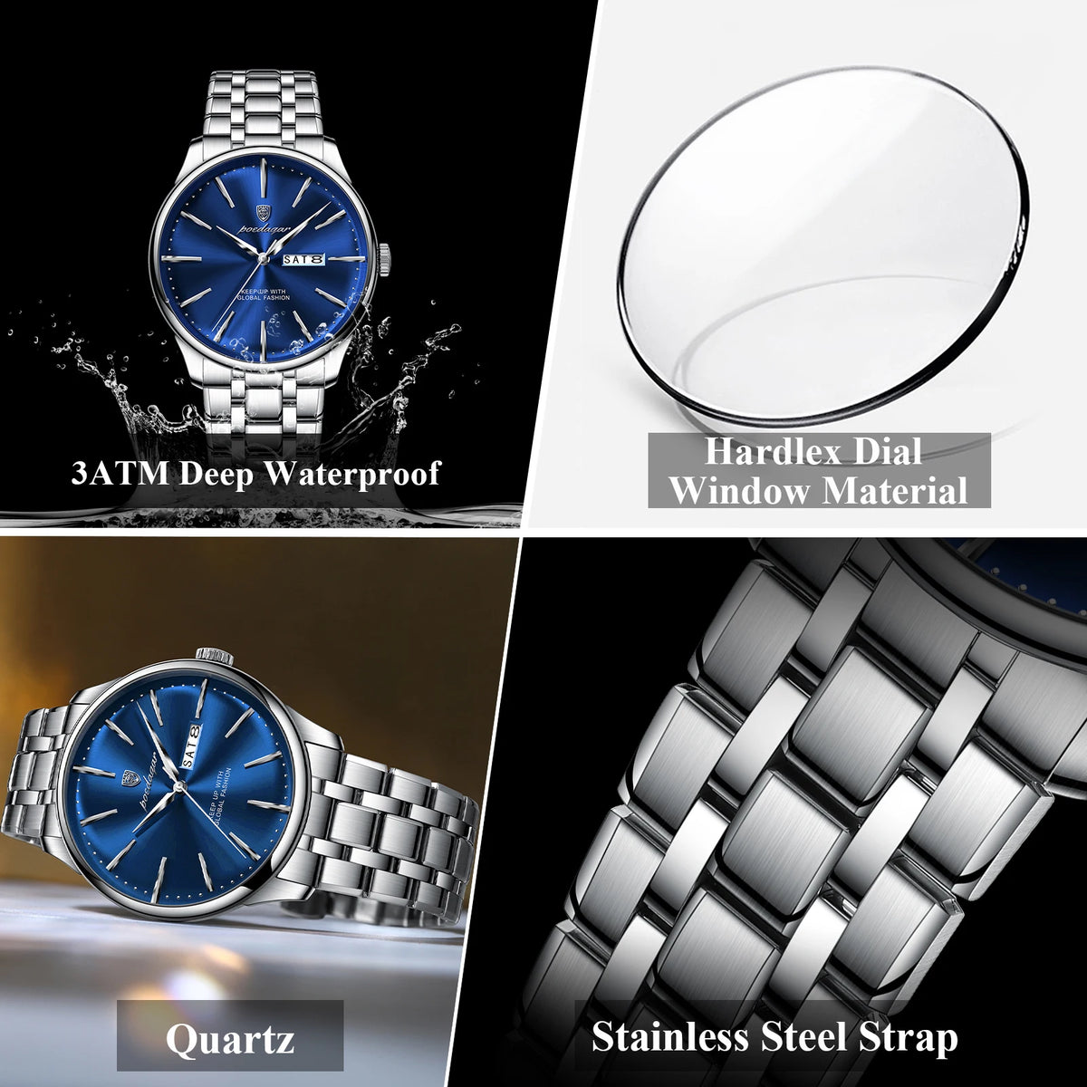 Poedagar 843 Luxury Men Watch Waterproof Calendar Sunray Dial Quartz Wristwatch Business Casual Factory Direct Ready to Ship
