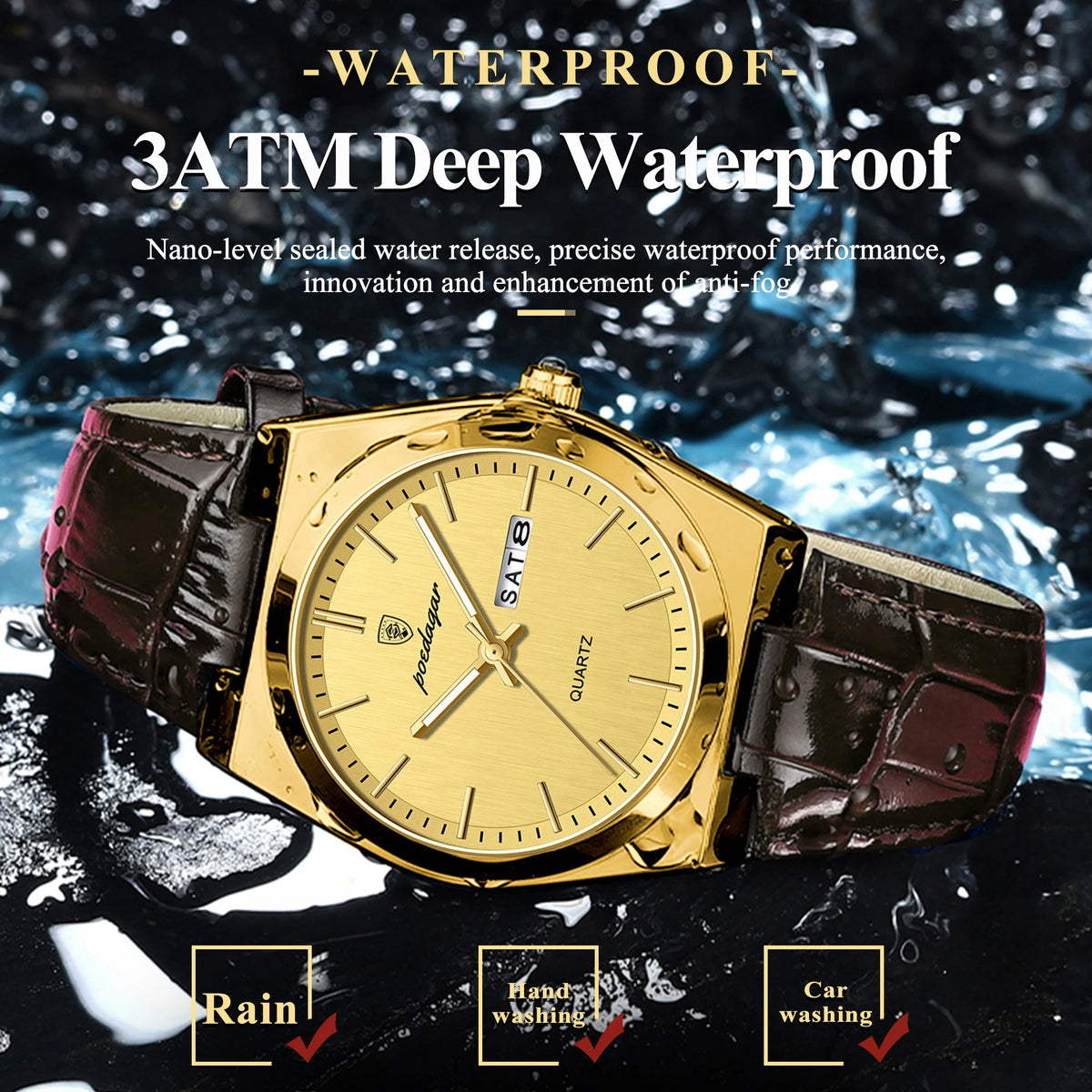 Poedagar 930 Men's Watches Luxury Leather Strap Watch Waterproof Fashion Reloj Luminous Quartz Wristwatch for Men Fast Track