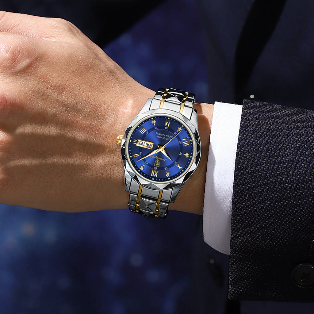 Poedagar New Arrivals Luxury Stainless Steel Wristwatch Waterproof Luminous Quartz Watch for Men