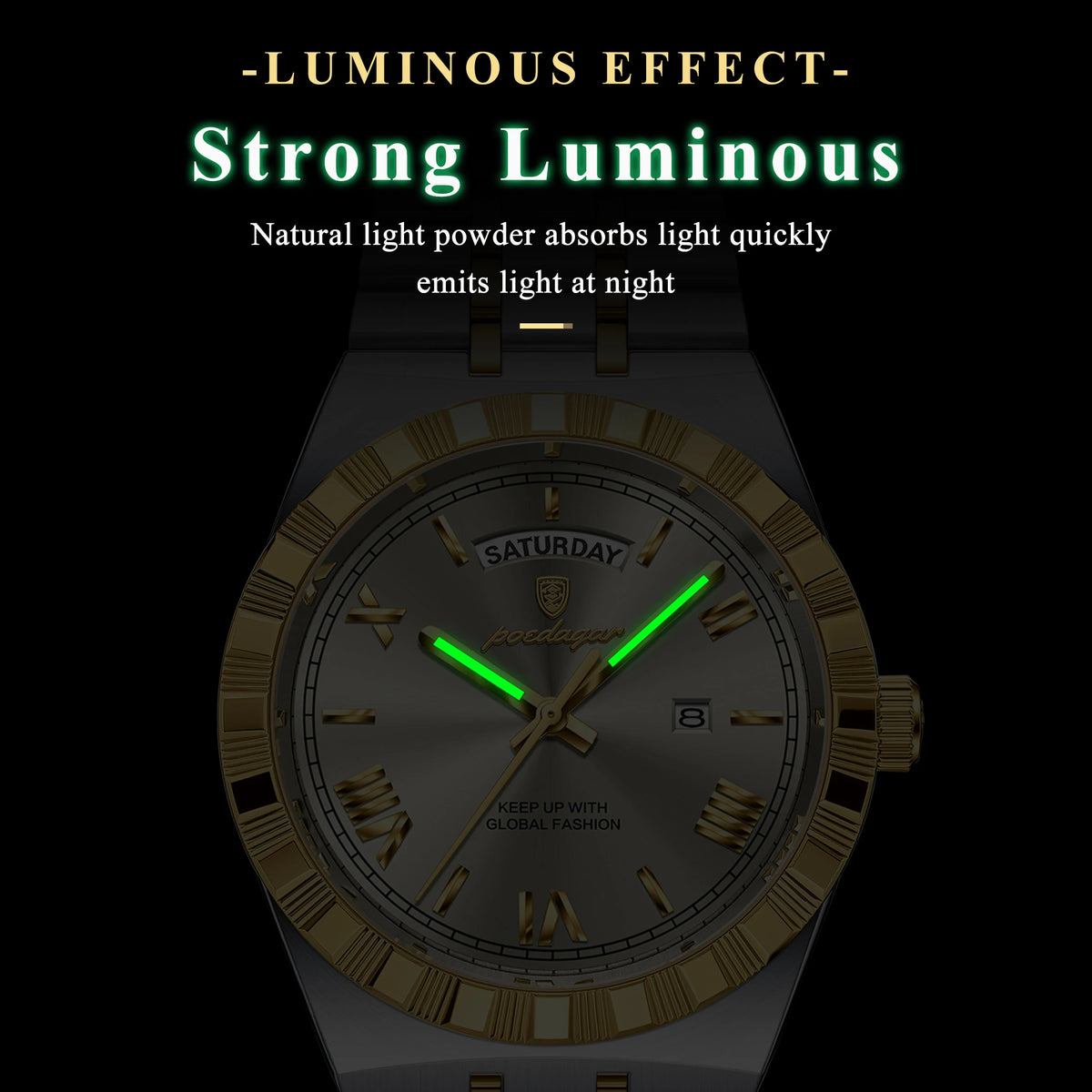 Poedagar 675 Men's Luxury Quartz Wristwatch Waterproof Luminous Montre Homme Stainless Steel Watch for Men