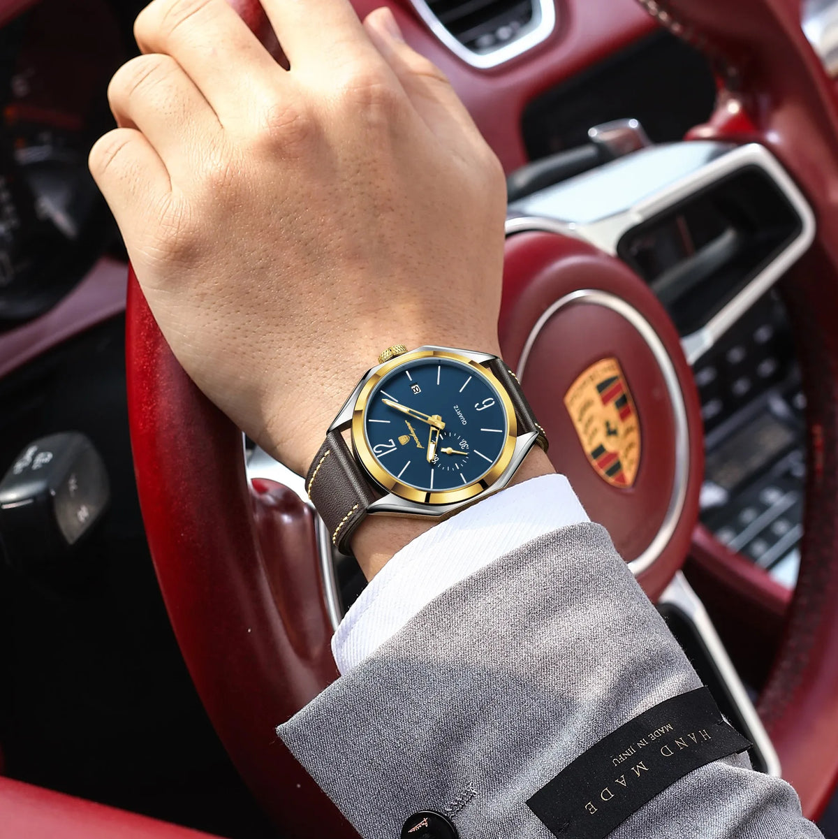 POEDAGAR 689 Luxury Antique Quartz Watch Men Hardlex Dial Leather Strap 3ATM Waterproof Luminous Night Light Business Wristwatch
