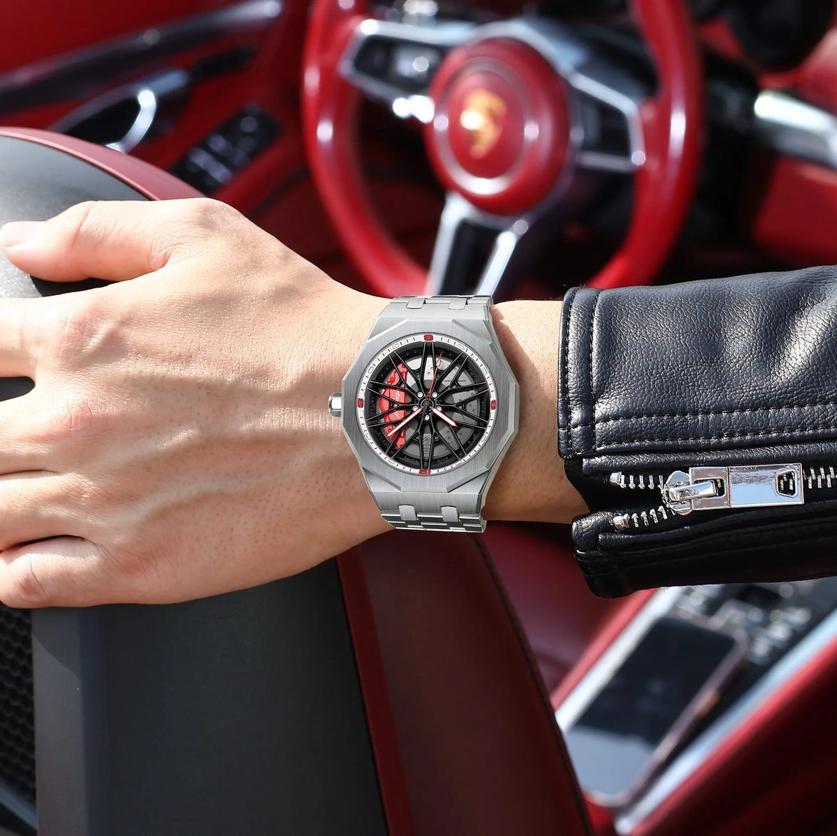Poedagar 809 Trendy Men's Watch Unique Wheel Rotating Design Waterproof Luminous Stainless Steel Quartz Watches for Men Montres