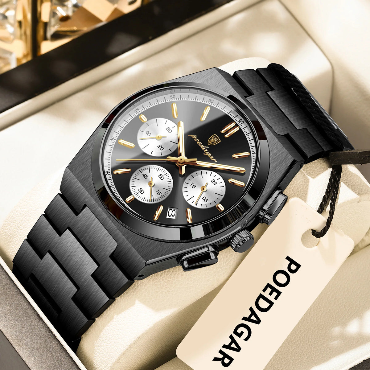 Poedagar 970 Luxury Mens Watch Waterproof Luminous Quartz Watches Montre Homme Relogio Chronograph Stainless Steel Watch for Men