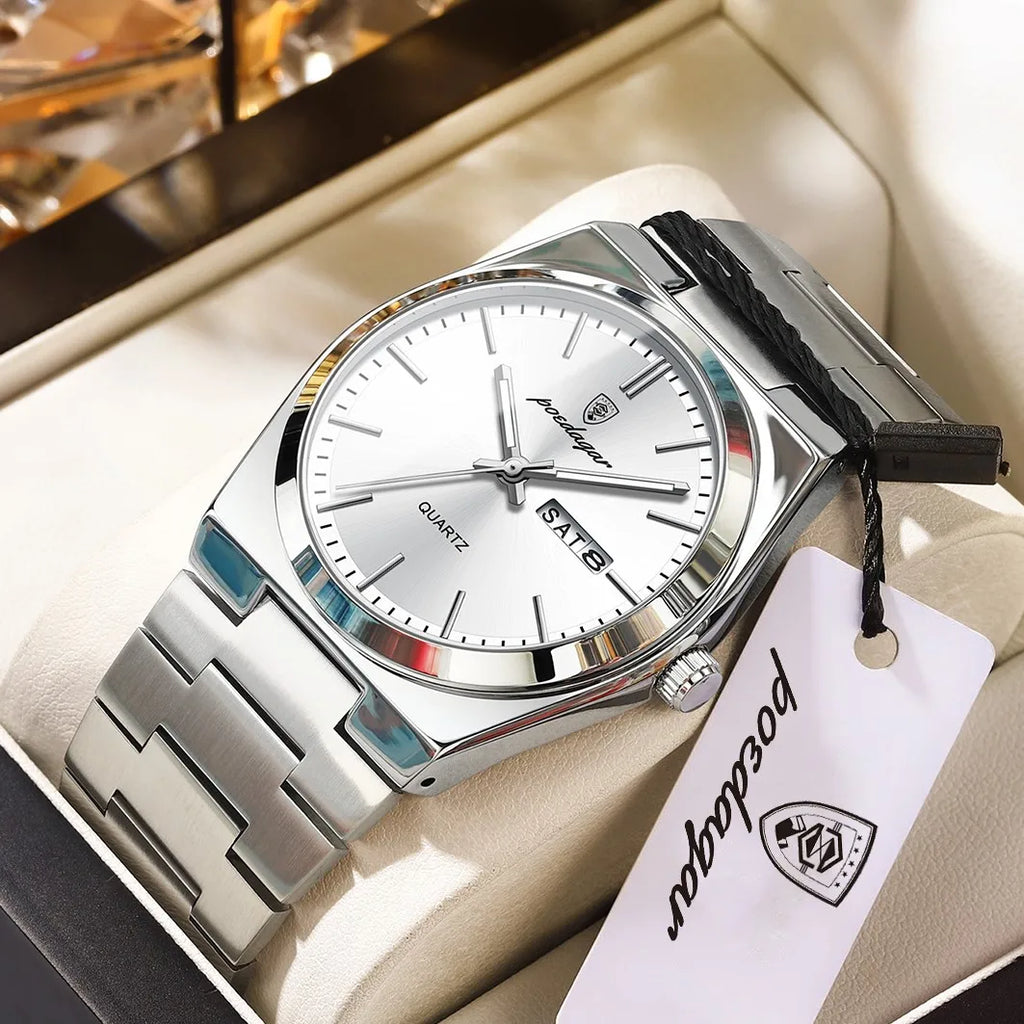 Poedagar 930 Men Watch Hot Sale Luxury Quartz Wristwatch Stainless Steel Bracelet Montre Homme Waterproof Luminous Watch for Men