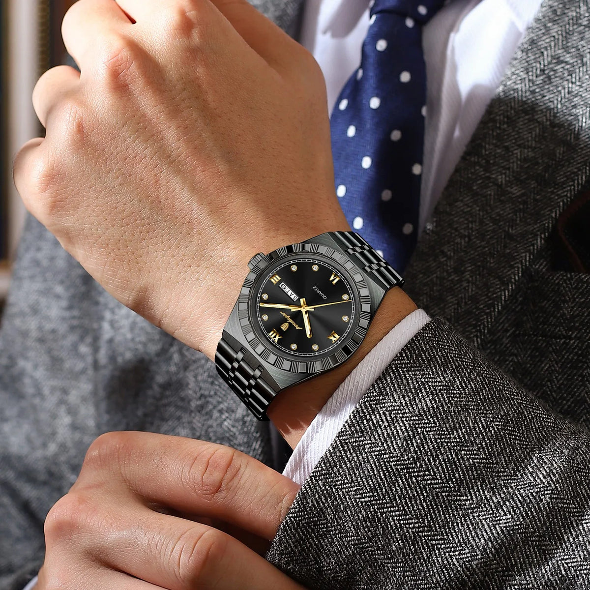 Poedagar 872 Luxury Men's Watch Business Week Date Waterproof Luminous Quartz Montre Stainless Steel Casual Wristwatch for Men