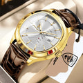 Poedagar 623 Men's Quartz Watches Leather Strap Luminous Waterproof Date Day Daily Business Formal Watch for Men Office Orologio