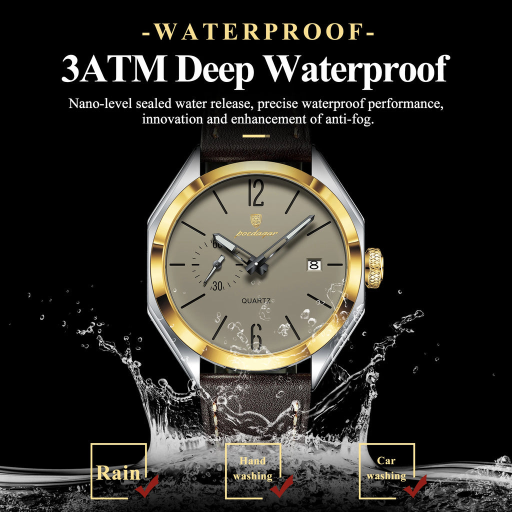 Poedagar 689 Geometric Mens Quartz Watch Waterproof Leather Strap Casual Wristwatch Relogio Masculino Ready to Ship Mix Order