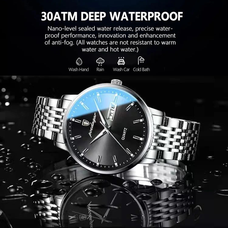 Poedagar Luxury Business Quartz Watches Stainless Steel Relojes Hombre Calendar Waterproof Watch for Men
