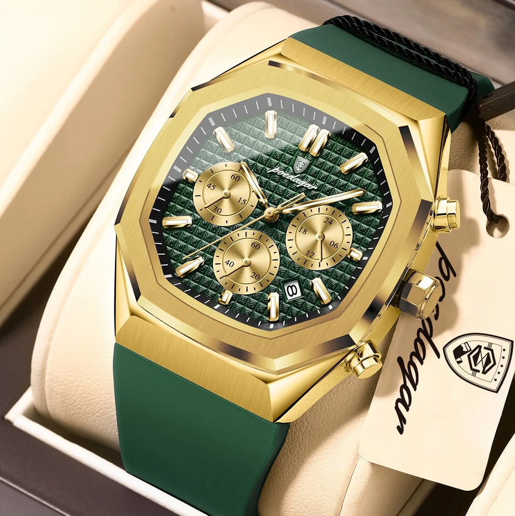 Poedagar 893 Luxury Men's Chronograph Watch Sports Silicone Strap Quartz Watch Montre Waterproof Luminous Wristwatch for Men