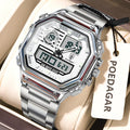Poedagar 993 Men's Multi-function Watch Dual Display Analog-Digital Quartz Watches LED Night Light Waterproof Watch for Men