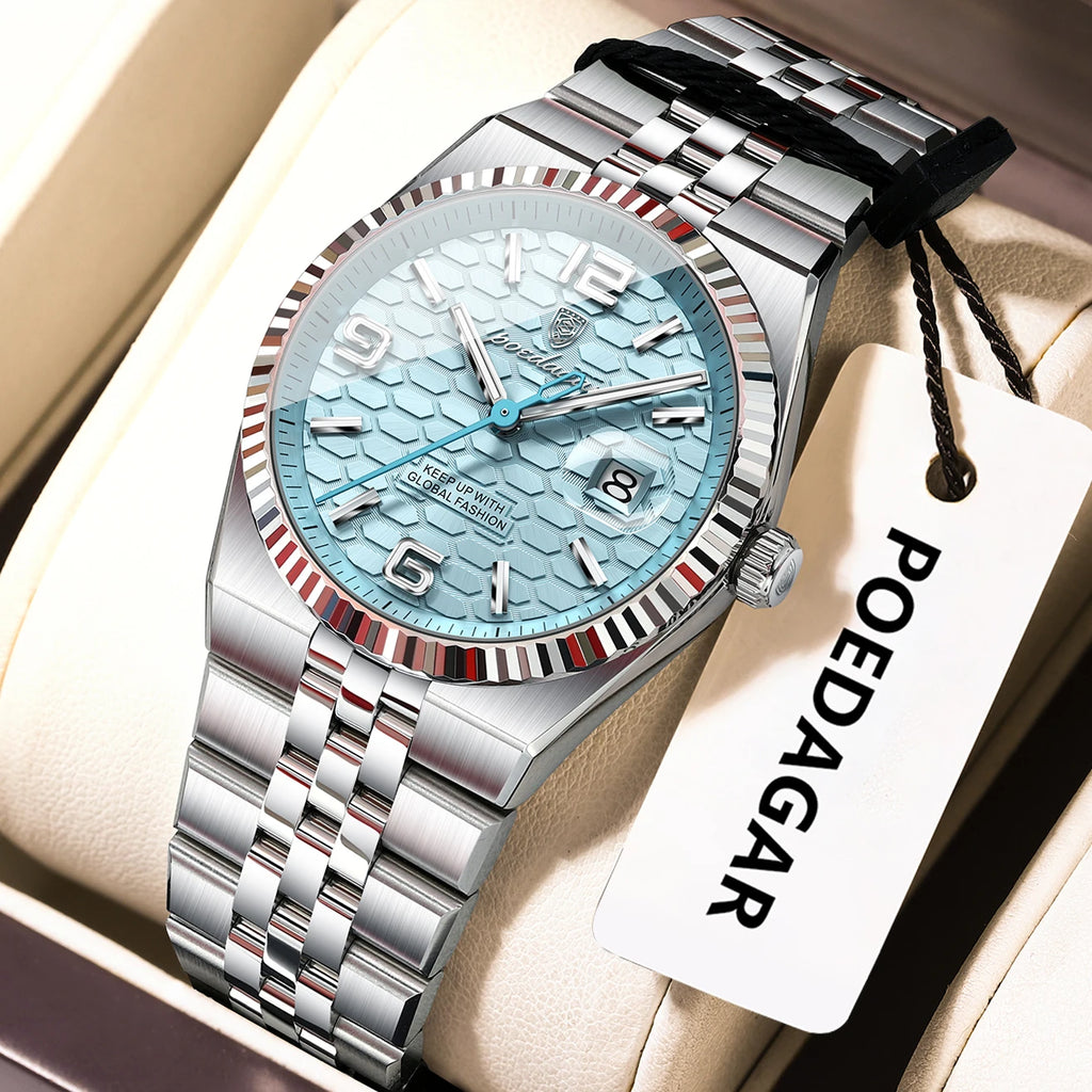 Poedagar High Quality Stainless Steel Quartz Watch Luxury Waterproof Luminous Lady's Wristwatch