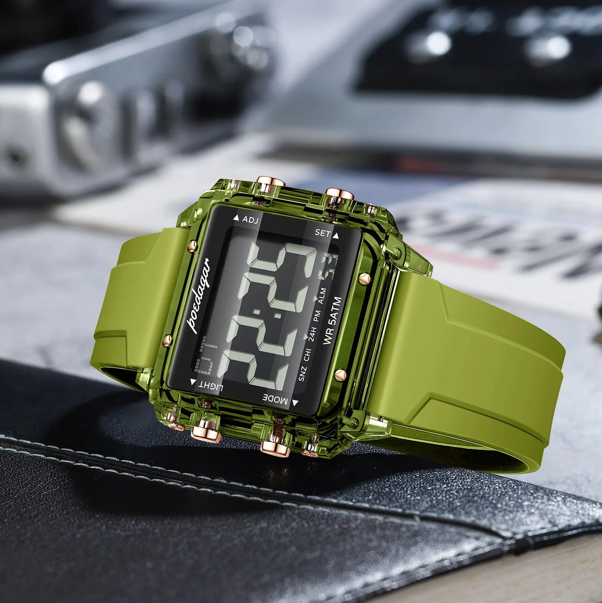 Poedagar E123 Luxury Mens Watch Punk Personalized Square LED Digital Watch Silicone Strap Youth Fashion CE Certified in Stock