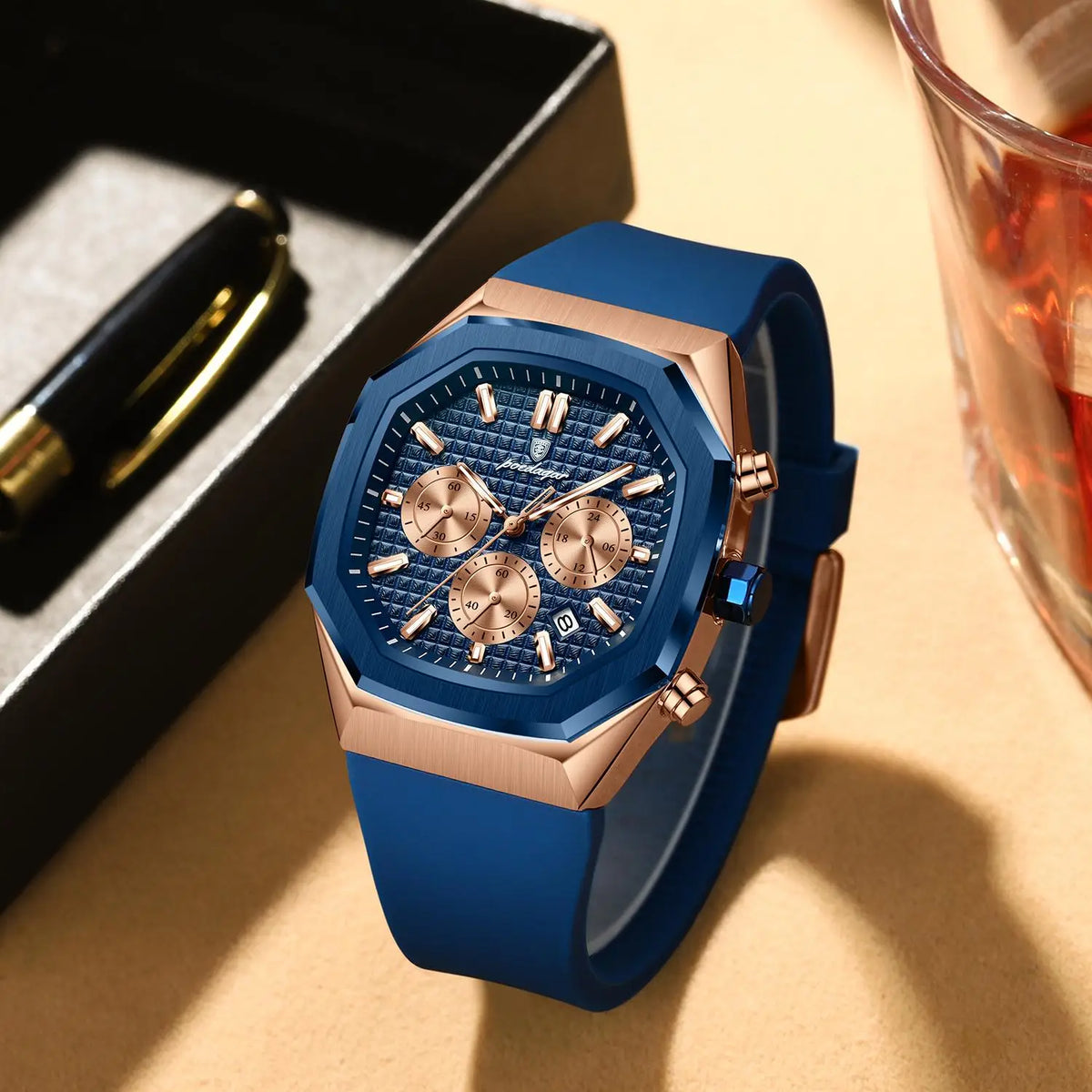 Poedagar 893 New Silicone Strap Mens Watches Waterproof Luminous Chronograph Quartz Watches for Men