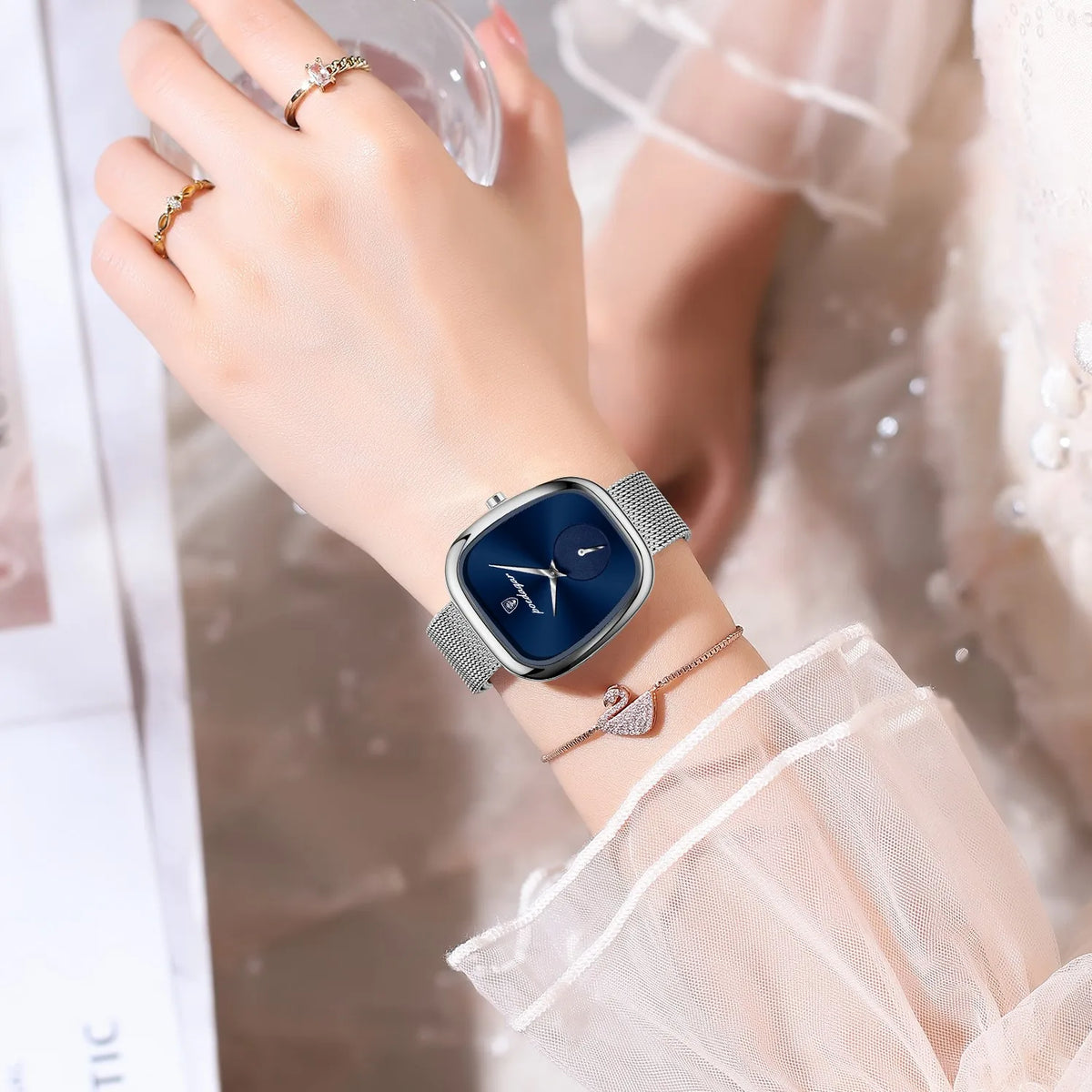 Poedagar 783 Luxury Ladies Watch Stainless Steel Mesh Bracelet Waterproof Quartz Watches for Women Reloj De Mujer Factory Direct