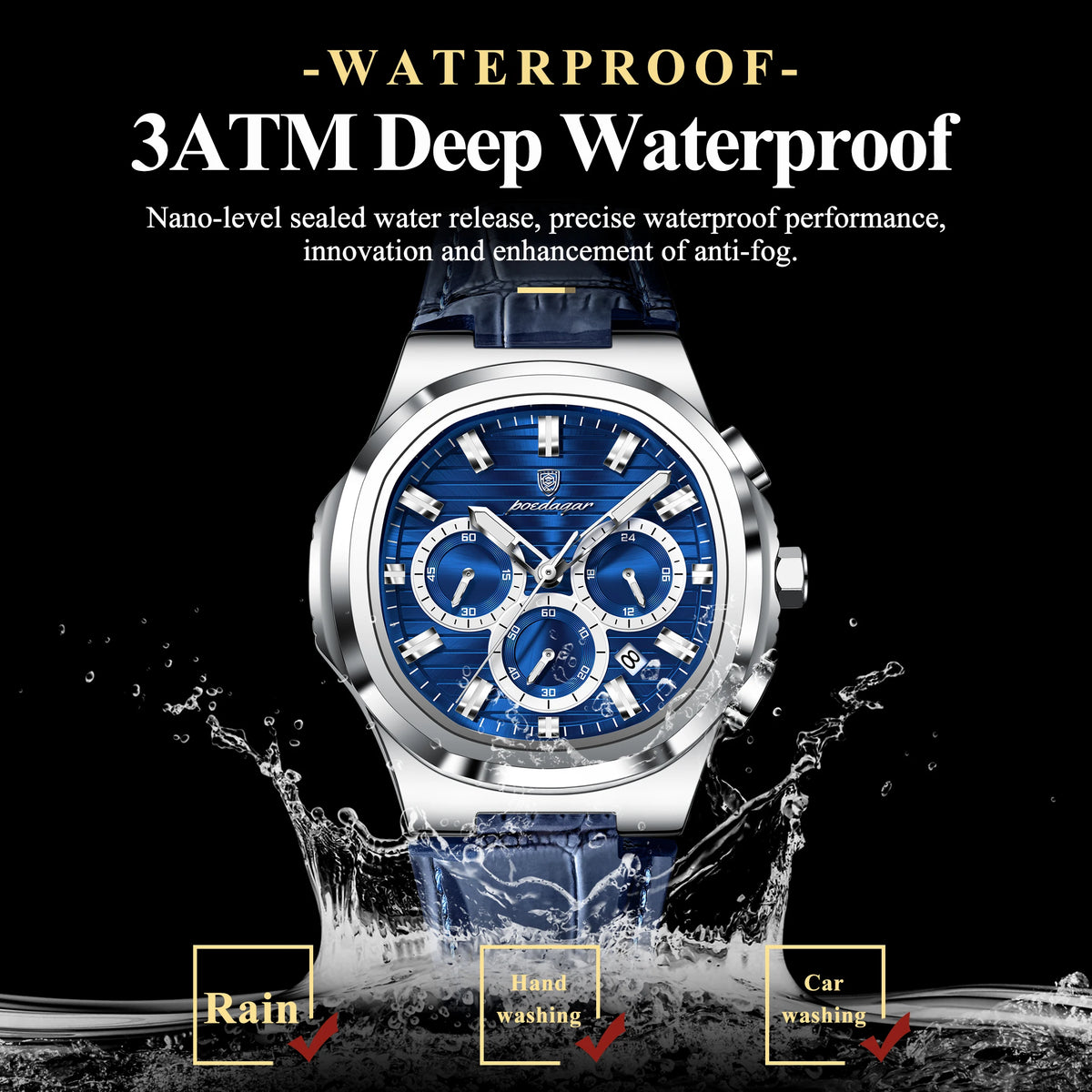 Poedagar 834 Luxury Quartz Watch for Men Leather Strap Waterproof Chronograph Wrist Watch Wholesale