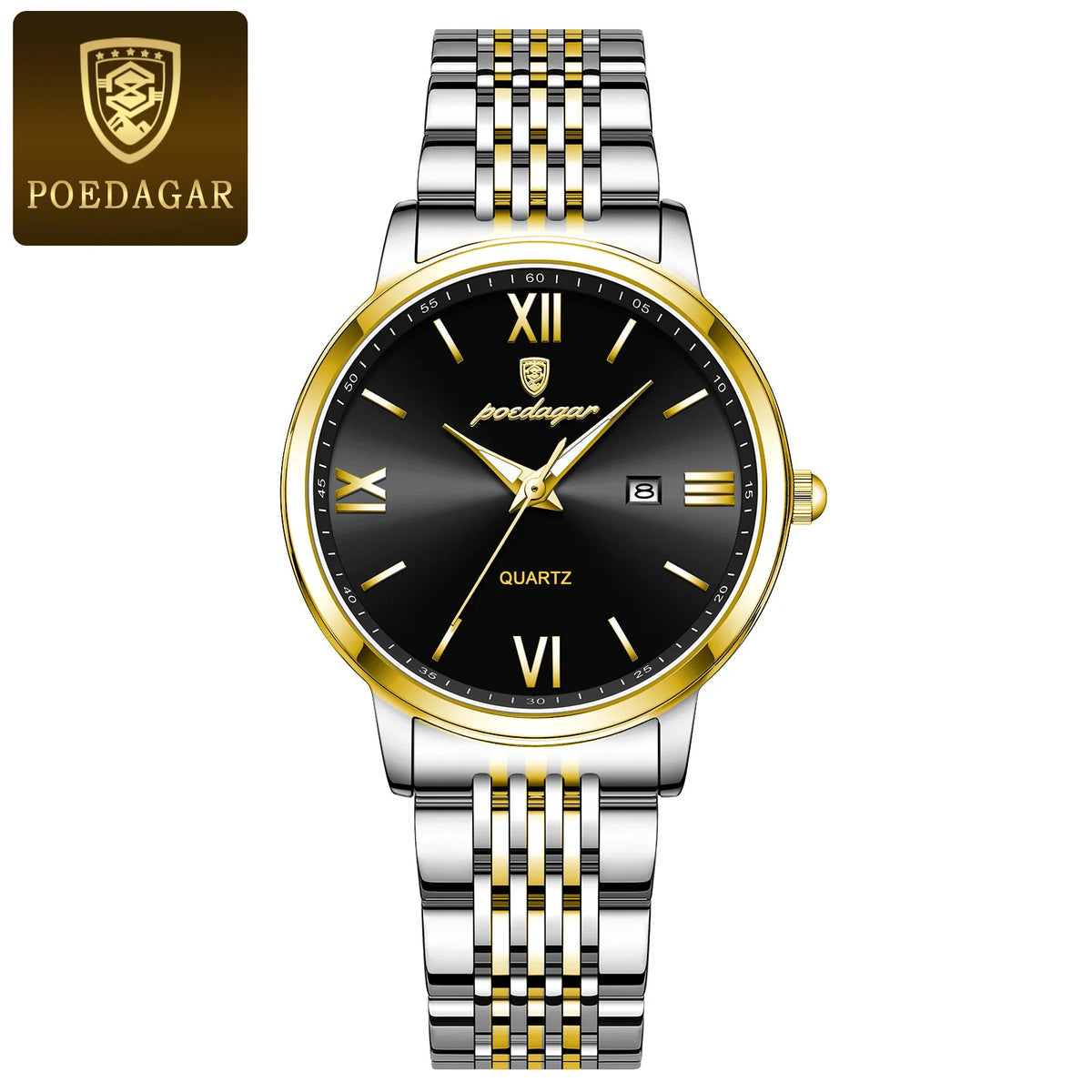 Poedagar New Luxury Waterproof Lady Watch Luminous Stainless Steel Calendar Quartz Watch for Women