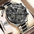 Poedagar 697 Men's Quartz Watch Business Casual Luminous Chronograph Waterproof Wristwatch Stainless Steel Strap Reloj Hombre