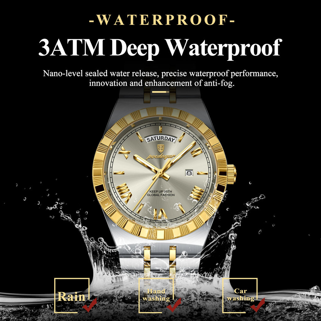 Poedagar 675 Men's Luxury Quartz Wristwatch Waterproof Luminous Montre Homme Stainless Steel Watch for Men