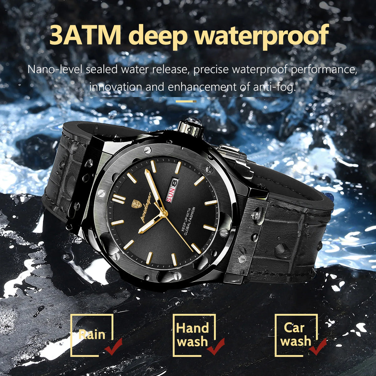 Poedagar 952 Men's Watch Luxury Sports Reloj Silicone Strap Quartz Wristwatches Date Week Waterproof Luminous Watch for Men