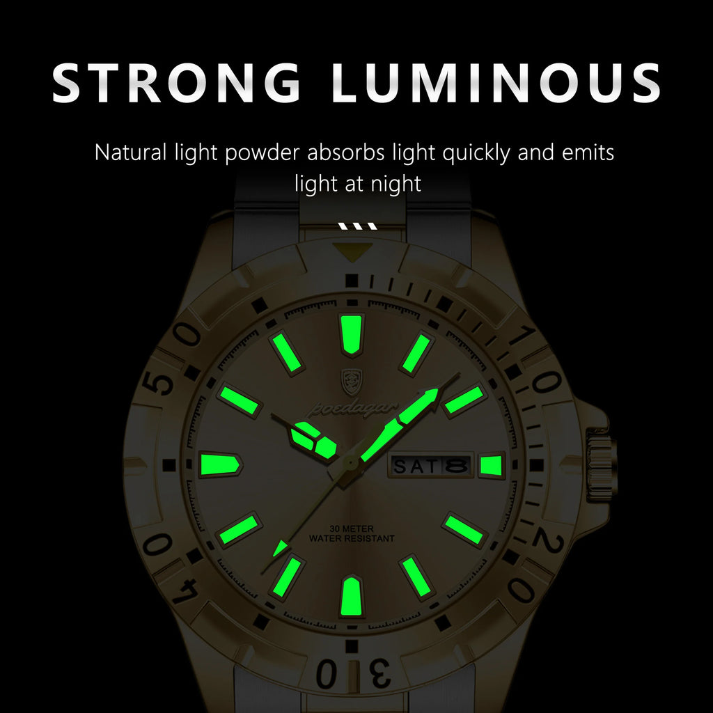 Poedagar New Luxury Quartz Watch Stainless Steel Business Men Watch Waterproof Luminous Date Watch for Men