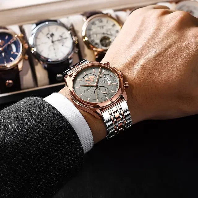 Poedagar Top High Quality Watch for Men Classic Stainless Steel Mens Watch Waterproof Luminous Quartz Watches