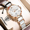 Poedagar 507 Luxury Women Watch 30M Waterproof Elegant Ceramic Strap Quartz Wristwatch Business Ladies Watch Factory Direct